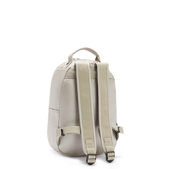 Kipling Seoul Small Metallic Tablet Ryggsäck Beige | SE 1352BE